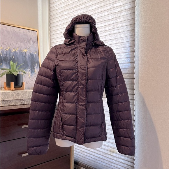 Jackets & Blazers - Woman's Lightweight Purple Puffer Jacket with Removable Hood, Size XS